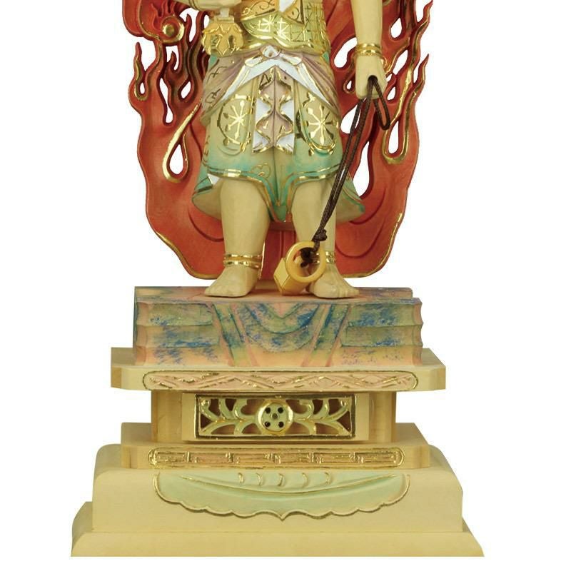 仏像 【総柘植(ツゲ)】 不動明王 切金淡彩 4.0寸 （高さ：275mm） 木彫