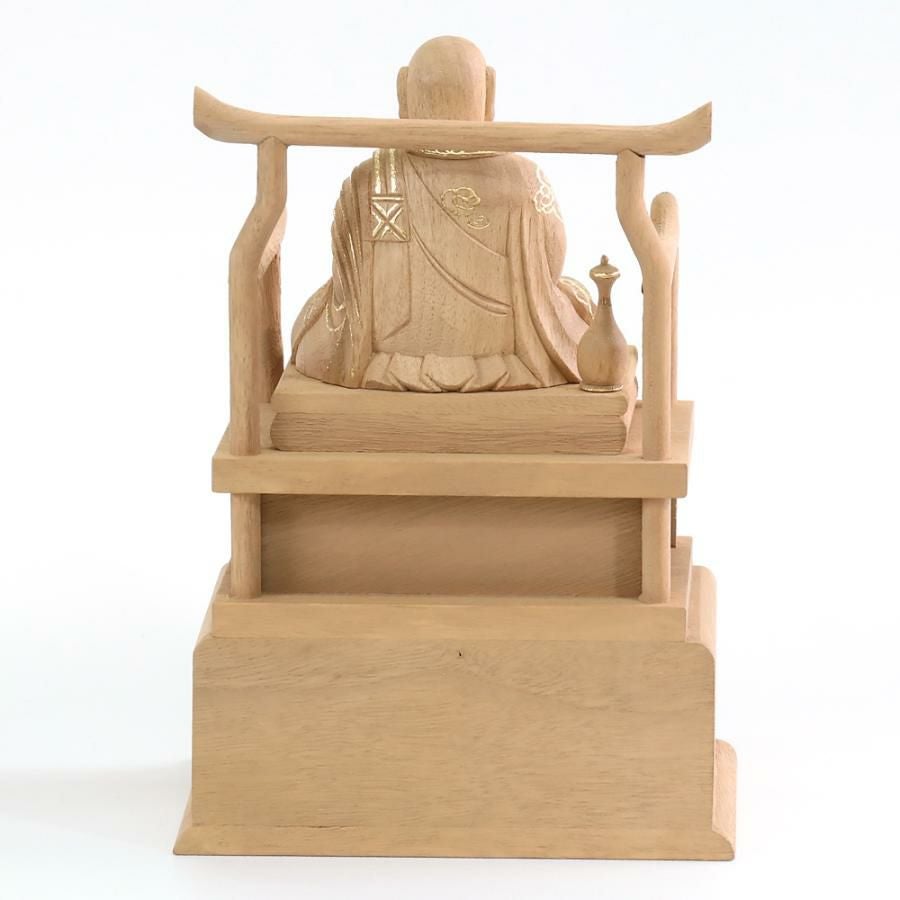 仏像 【楠木】 弘法大師 眼入 切金付 2.0寸 （高さ：165mm） 木彫 空海