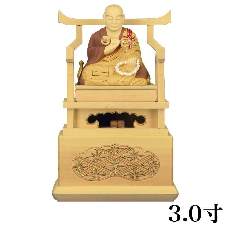 真言宗 金 仏壇 仏像 総柘植 ツゲ 弘法大師 切金淡彩 3 0寸 高