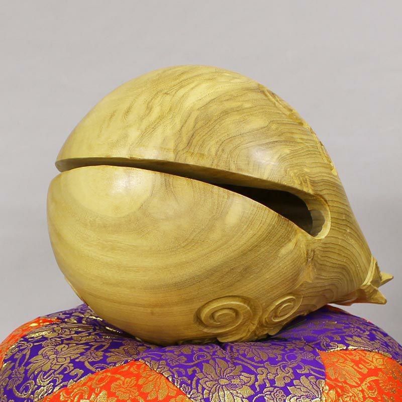 木魚セット【本楠 上彫り】 4寸 （布団6寸、撥（バイ）5号） 仏具 バチ