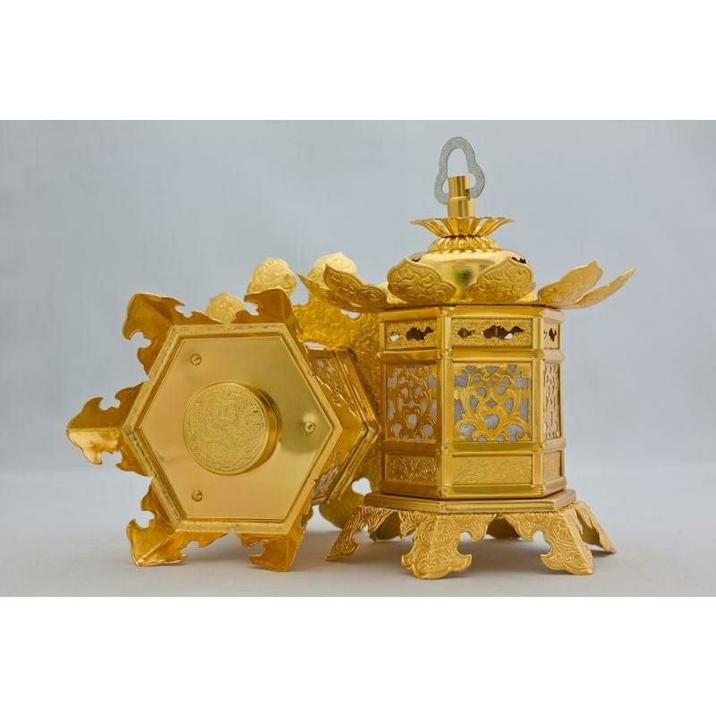 神前灯籠 アルミ丁足（浄土真宗 東） 2寸 直径 11cm 1対 仏具灯篭
