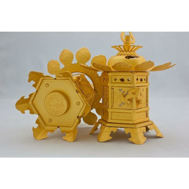 真鍮　神前灯籠　 神前灯籠 真鍮消金 丁足（浄土真宗 東） 1.8寸 直径10cm 1対 仏具灯篭