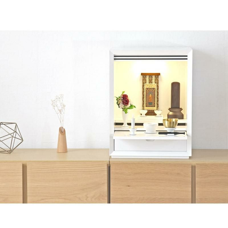ミニ仏壇セット 「ワルツ ホワイト 16号 セット」扉なし おしゃれ 仏具