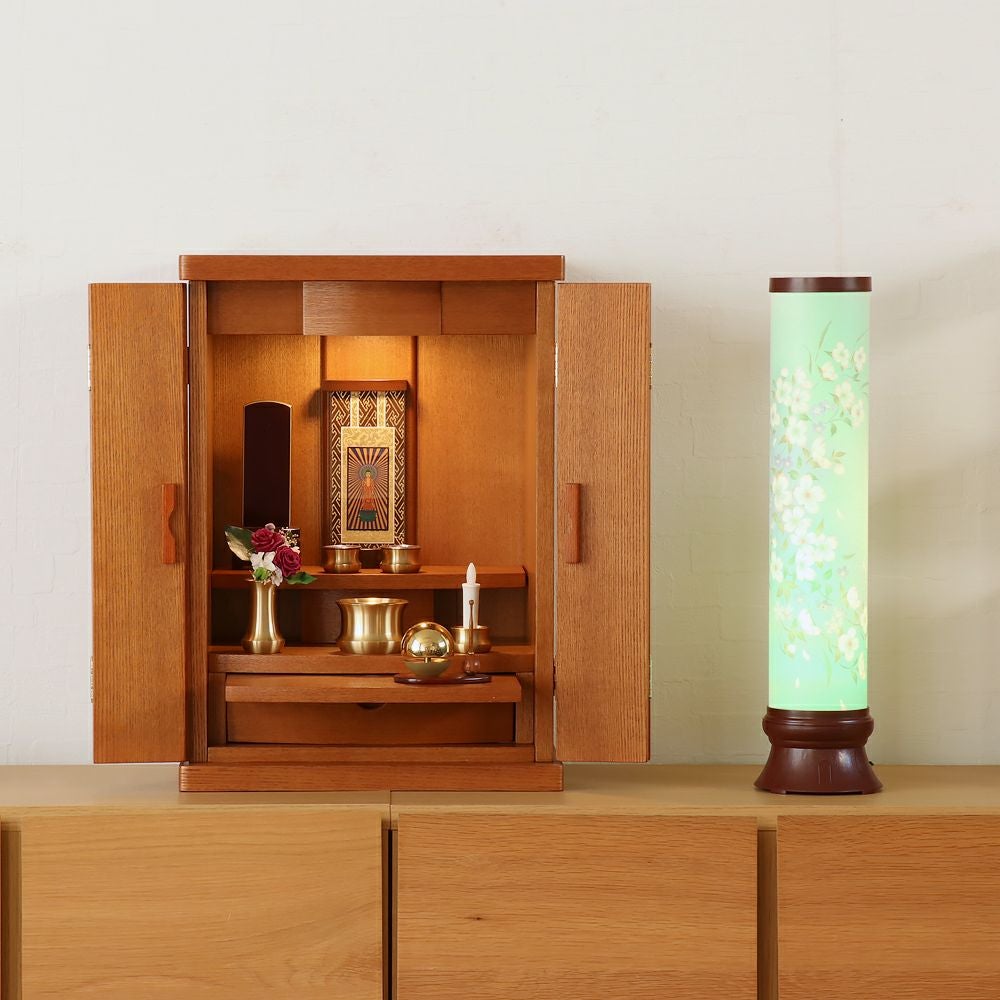 タモ材　盆提灯　行燈　4/4 盆提灯 モダン No.2714 和風行灯 まどか LED /ルミナス灯 盆ちょうちん
