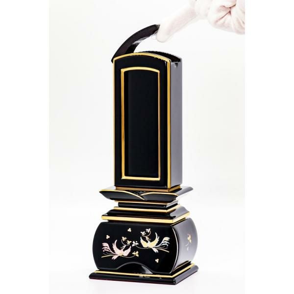 位牌 モダン 蒔絵入り繰出し位牌「鳳凰（塗）」3.5寸(高さ:18.2cm) 花
