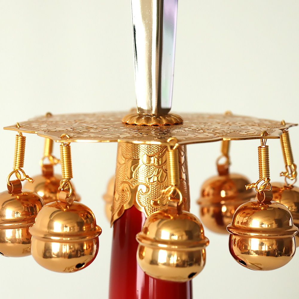 神楽鈴 鉾先型 板付き全長33cm 本金メッキ かぐら鈴 三番叟鈴 日本舞踊