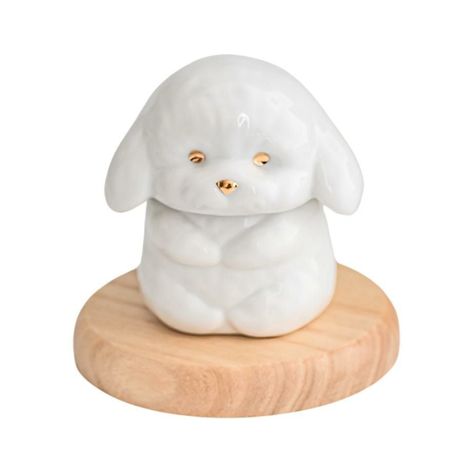 ペット骨壺「永遠の愛」仏具 形見入れ 陶器製 ミルキーカラー 猫 犬