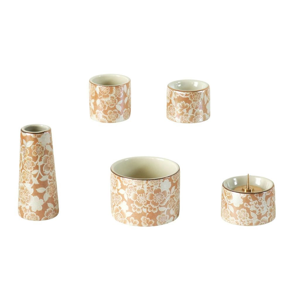 仏具5点セット 「ゆい花」 5具足 美濃焼 陶器 | 仏壇・位牌・神棚の