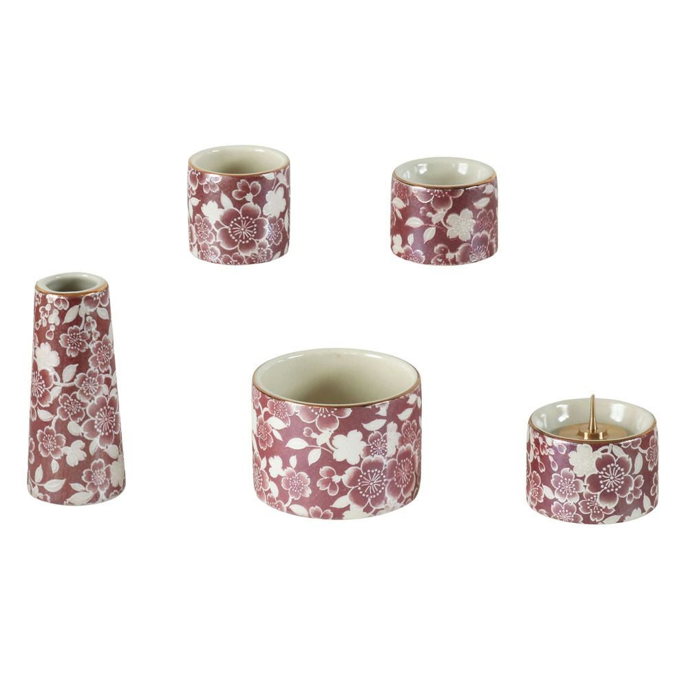 仏具5点セット 「ゆい花」 5具足 美濃焼 陶器 | 仏壇・位牌・神棚の
