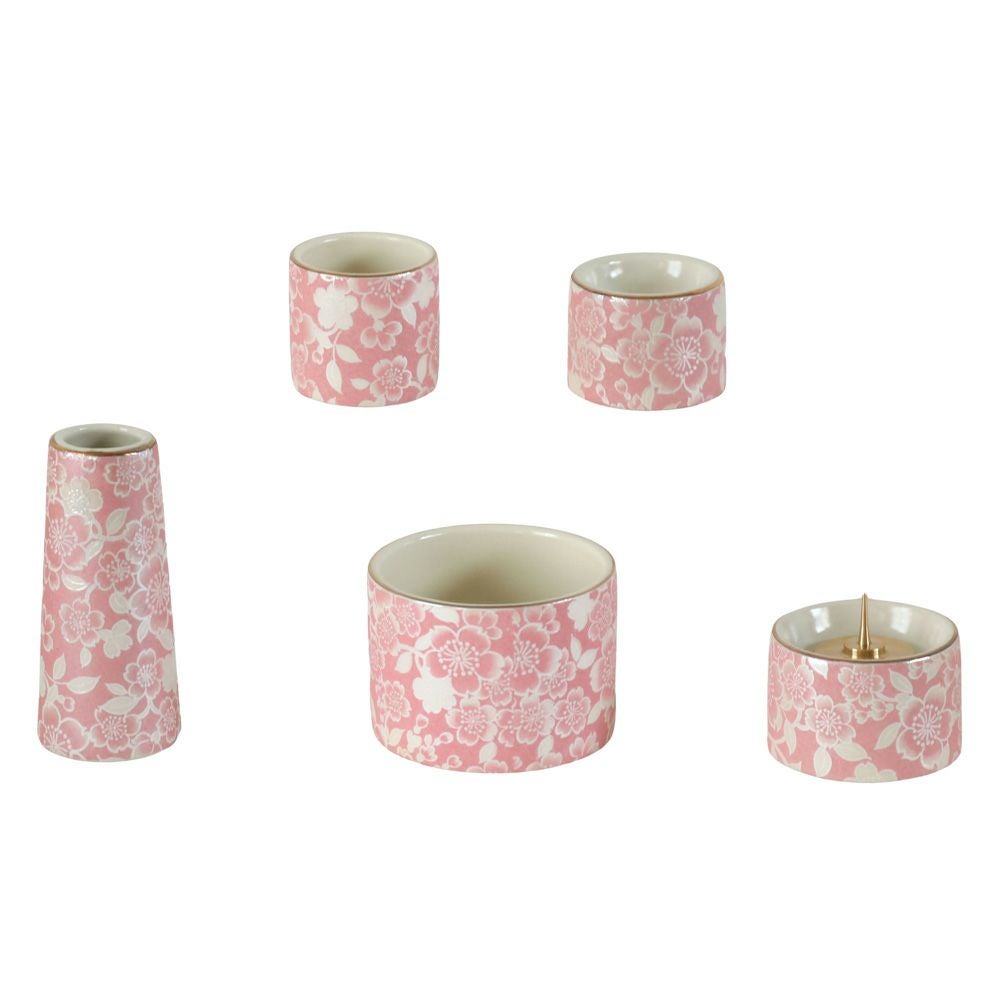 仏具5点セット 「ゆい花」 5具足 美濃焼 陶器 | 仏壇・位牌・神棚の