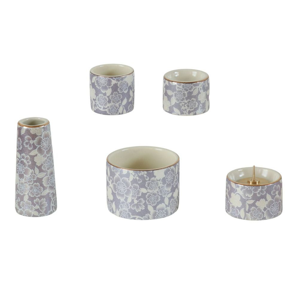 仏具5点セット 「ゆい花」 5具足 美濃焼 陶器 | 仏壇・位牌・神棚の