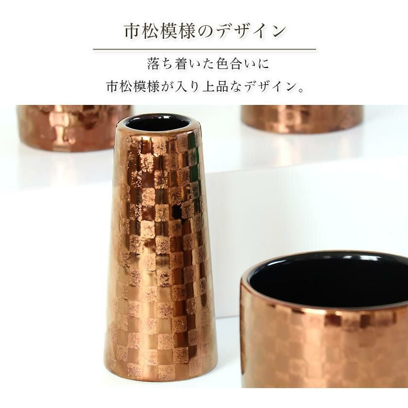 仏具5点セット 「ゆい花 プレミアム」 5具足 美濃焼 陶器 | 仏壇・位牌