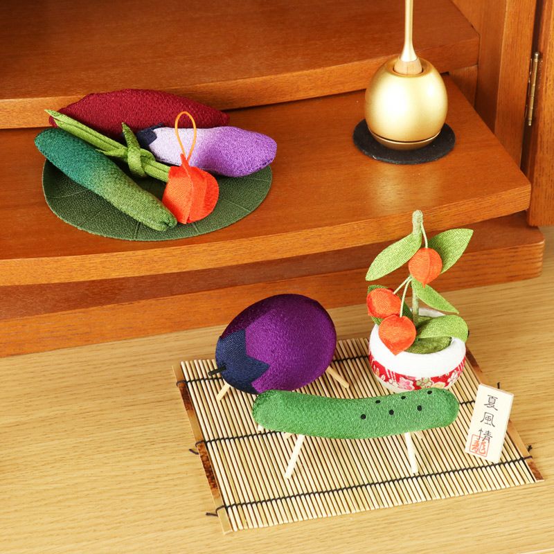 初盆3点セット 新盆セット お盆飾り 白紋天 精霊馬 お供え物 ちりめん