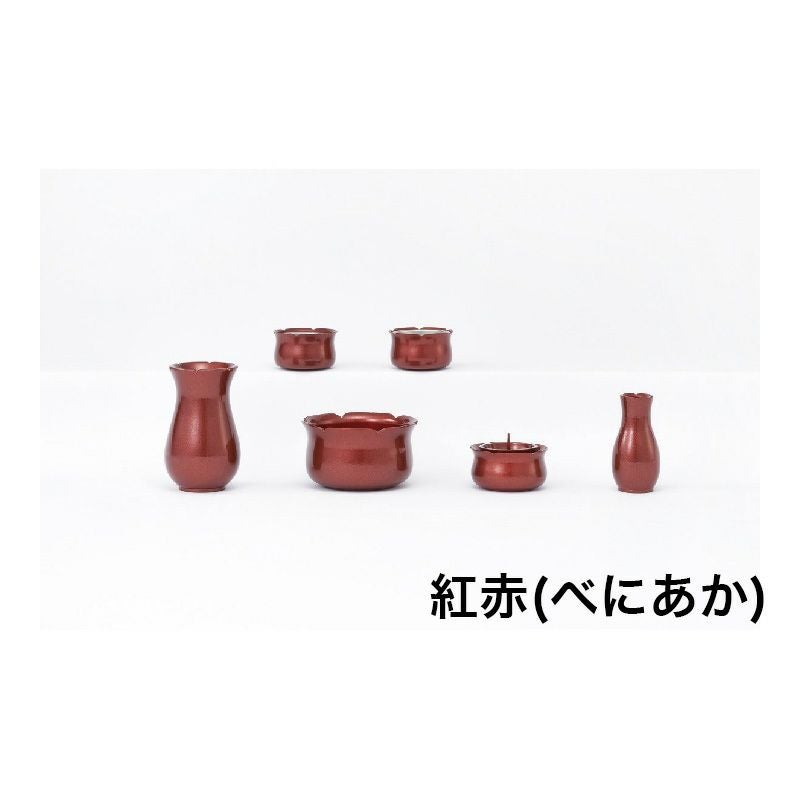 仏具6点セット「花笑み」真鍮製 かわいい 花 花びら 仏壇 仏具 具足