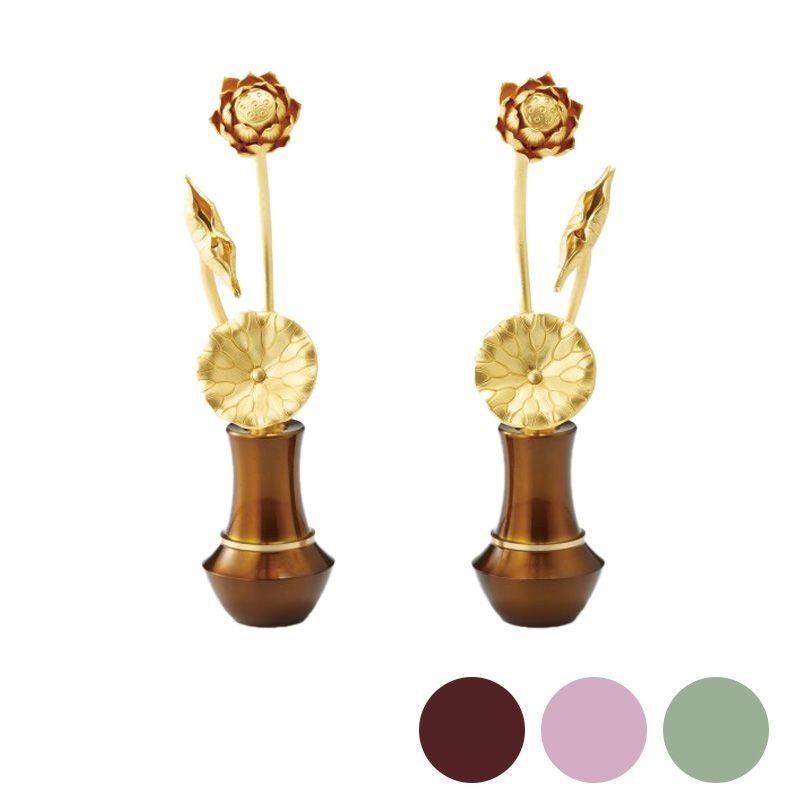 真鍮 華鋲付常花 高さ13.5cm 一対（2個） おしゃれ かわいい 仏壇 仏具