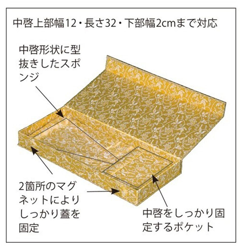 箱型中啓入れ 金茶柄 日本製 （5090-0020） | 仏壇・位牌・神棚のなー
