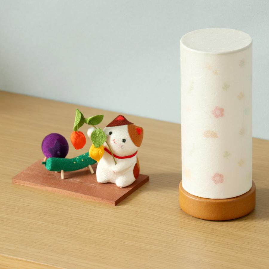 ペット用お盆セット 盆提灯＆ちりめん 三毛猫とお盆飾り (40-889) 縮緬