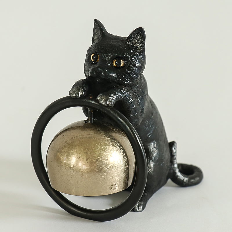 黒猫3点おまとめリース，スワッグ 癒しの猫「和音」 猫 魔除け 金運 仏具 音具 おりん 国産 日本製 高岡